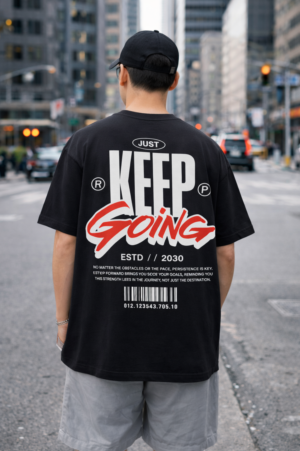 GROW® “Just Keep Going” Oversized T-Shirt – Black Edition