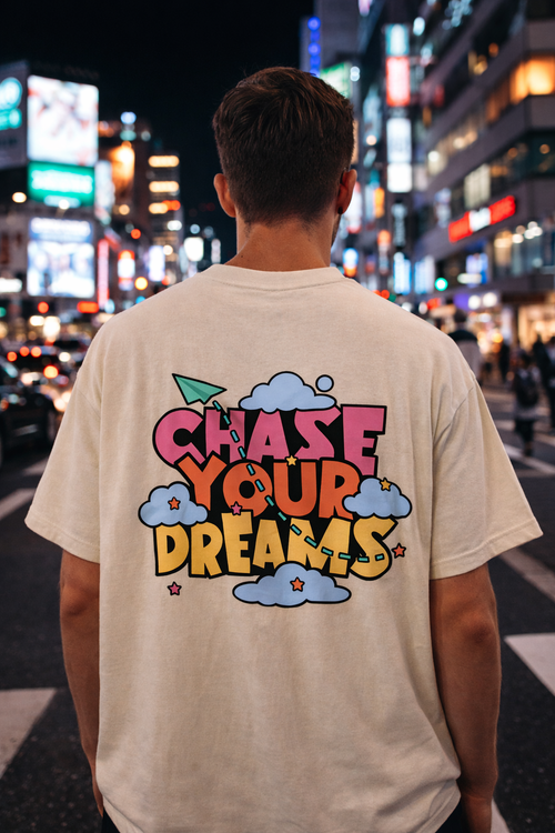 GROW® Oversized T-Shirt – Chase Your Dreams (Ivory)