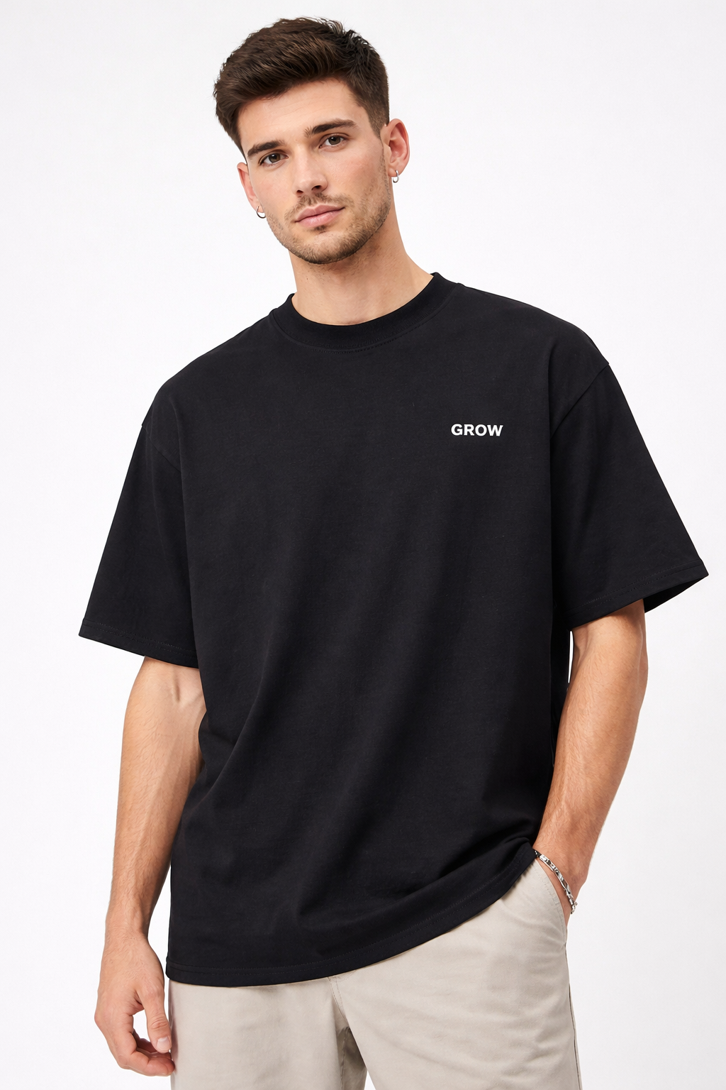 GROW Signature Blank T-Shirt – Classic Minimal Design | Heavyweight Cotton