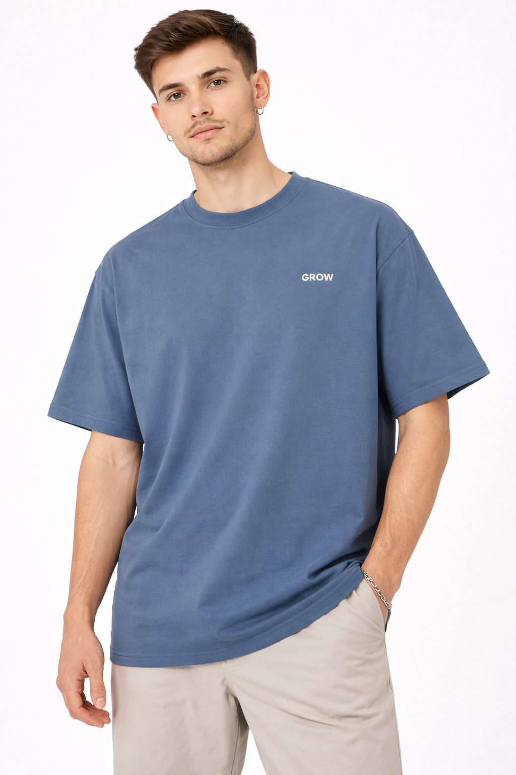 GROW Signature Blank T-Shirt – Classic Minimal Design | Heavyweight Cotton