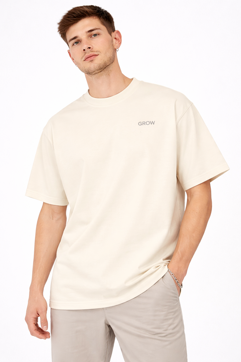 GROW Signature Blank T-Shirt – Classic Minimal Design | Heavyweight Cotton