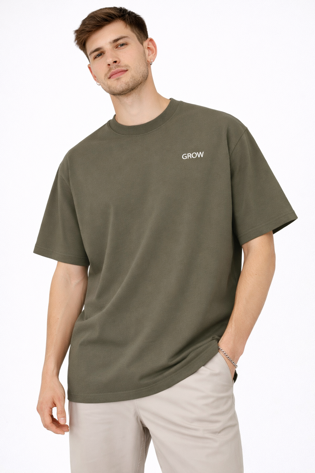 GROW Signature Blank T-Shirt – Classic Minimal Design | Heavyweight Cotton